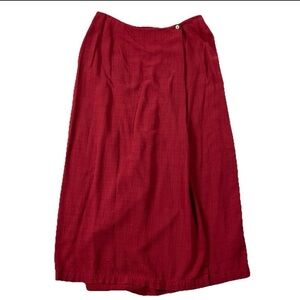 Eileen Fisher linen viscose blend Classic Red Maxi wrap Skirt